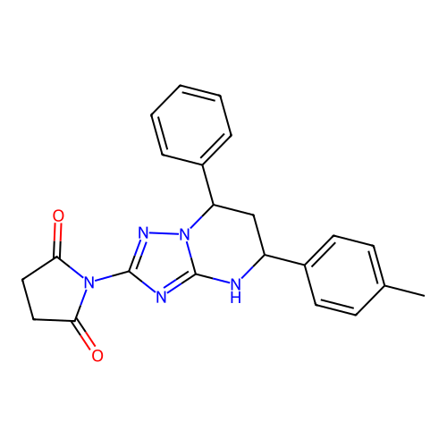 1-(7-phenyl-5-(p-tolyl)-4,5,6,7-tetrahydro-[1,2,4]triazolo[1,5-a]pyrimidin-2-yl)pyrrolidine-2,5-dione structure