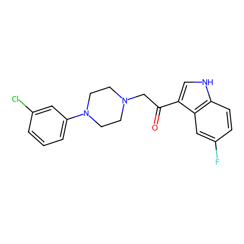 2-[4-(3-chlorophenyl)piperazin-1-yl]-1-(5-fluoro-1H-indol-3-yl)ethanone structure