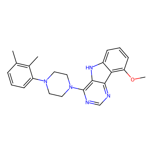 4-[4-(2,3-dimethylphenyl)piperazin-1-yl]-9-methoxy-5H-pyrimido[5,4-b]indole structure