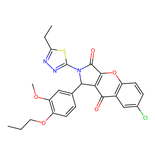 7-chloro-2-(5-ethyl-1,3,4-thiadiazol-2-yl)-1-(3-methoxy-4-propoxyphenyl)-1,2-dihydrochromeno[2,3-c]pyrrole-3,9-dione structure