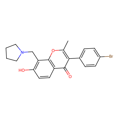 3-(4-bromophenyl)-7-hydroxy-2-methyl-8-(pyrrolidin-1-ylmethyl)-4H-chromen-4-one structure