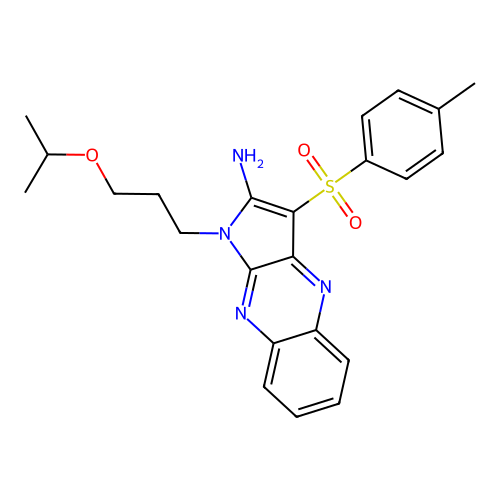1-(3-isopropoxypropyl)-3-tosyl-1H-pyrrolo[2,3-b]quinoxalin-2-amine structure