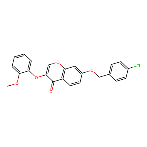 7-[(4-Chlorophenyl)methoxy]-3-(2-methoxyphenoxy)chromen-4-one structure