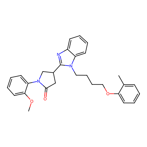 1-(2-methoxyphenyl)-4-{1-[4-(2-methylphenoxy)butyl]-1H-benzimidazol-2-yl}pyrrolidin-2-one structure