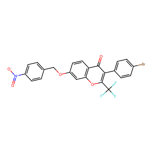 3-(4-Bromophenyl)-7-[(4-nitrophenyl)methoxy]-2-(trifluoromethyl)chromen-4-one structure