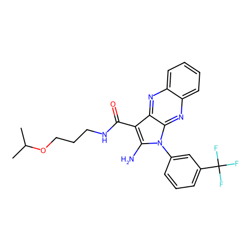 2-amino-N-(3-isopropoxypropyl)-1-(3-(trifluoromethyl)phenyl)-1H-pyrrolo[2,3-b]quinoxaline-3-carboxamide structure