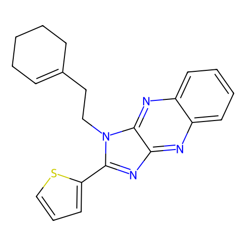 1-(2-(cyclohex-1-en-1-yl)ethyl)-2-(thiophen-2-yl)-1H-imidazo[4,5-b]quinoxaline structure