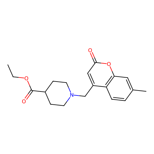 Ethyl 1-[(7-methyl-2-oxochromen-4-yl)methyl]piperidine-4-carboxylate structure