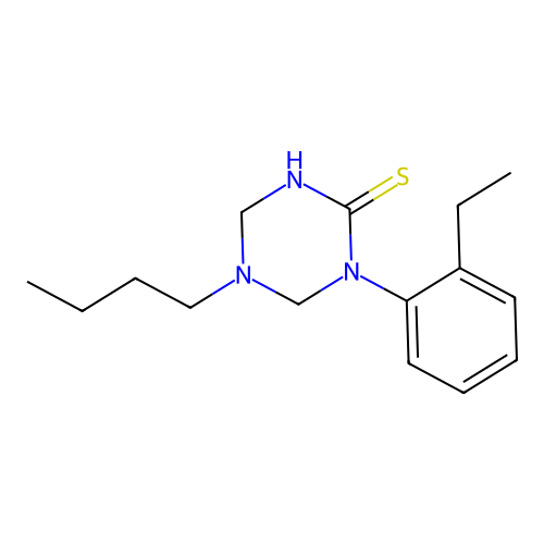 5-Butyl-1-(2-ethylphenyl)-1,3,5-triazinane-2-thione structure