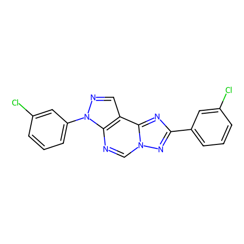 2,7-bis(3-chlorophenyl)-7H-pyrazolo[4,3-e][1,2,4]triazolo[1,5-c]pyrimidine structure