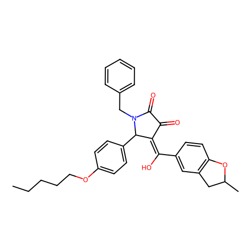 (4E)-1-benzyl-4-[hydroxy(2-methyl-2,3-dihydro-1-benzofuran-5-yl)methylidene]-5-[4-(pentyloxy)phenyl]pyrrolidine-2,3-dione structure