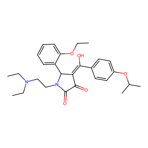(4E)-1-(2-diethylaminoethyl)-5-(2-ethoxyphenyl)-4-[hydroxy-(4-propan-2-yloxyphenyl)methylidene]pyrrolidine-2,3-dione structure