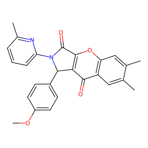 1-(4-methoxyphenyl)-6,7-dimethyl-2-(6-methylpyridin-2-yl)-1,2-dihydrochromeno[2,3-c]pyrrole-3,9-dione structure