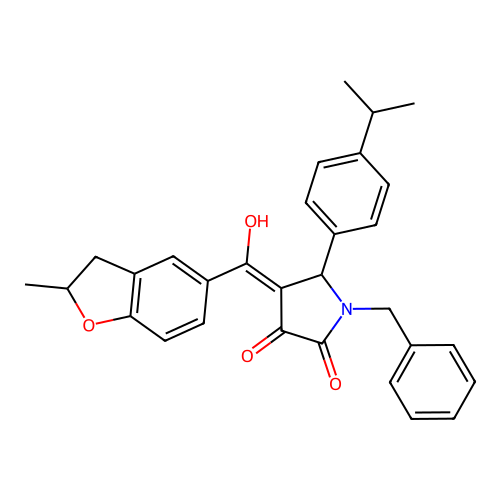 (4E)-1-benzyl-4-[hydroxy(2-methyl-2,3-dihydro-1-benzofuran-5-yl)methylidene]-5-[4-(propan-2-yl)phenyl]pyrrolidine-2,3-dione structure