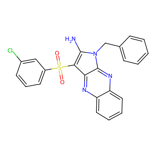 1-benzyl-3-[(3-chlorophenyl)sulfonyl]-1H-pyrrolo[2,3-b]quinoxalin-2-amine structure