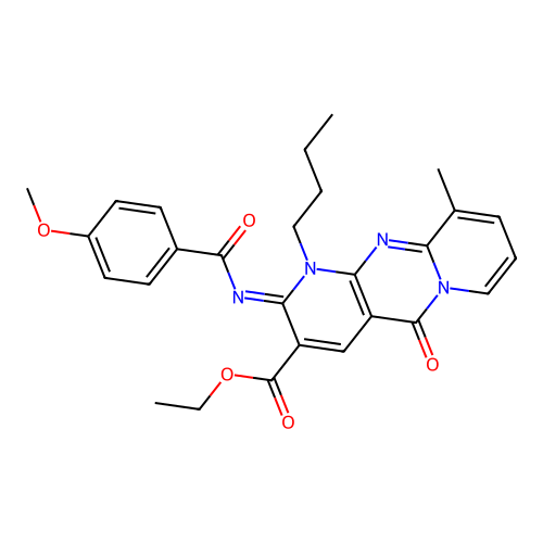 (Z)-ethyl 1-butyl-2-((4-methoxybenzoyl)imino)-10-methyl-5-oxo-2,5-dihydro-1H-dipyrido[1,2-a:2',3'-d]pyrimidine-3-carboxylate structure