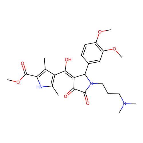 methyl 4-({2-(3,4-dimethoxyphenyl)-1-[3-(dimethylamino)propyl]-4-hydroxy-5-oxo (3-pyrrolin-3-yl)}carbonyl)-3,5-dimethylpyrrole-2-carboxylate structure