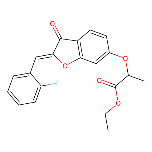 (Z)-ethyl 2-((2-(2-fluorobenzylidene)-3-oxo-2,3-dihydrobenzofuran-6-yl)oxy)propanoate structure
