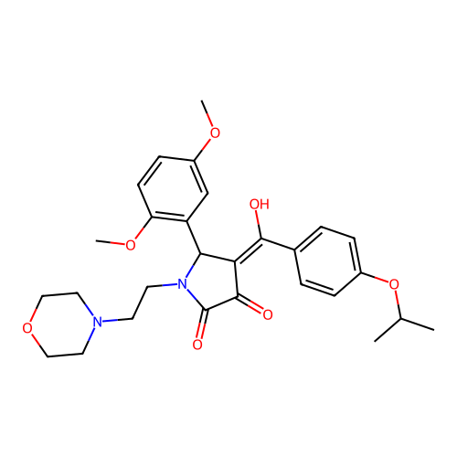 (4E)-5-(2,5-dimethoxyphenyl)-4-[hydroxy-(4-propan-2-yloxyphenyl)methylidene]-1-(2-morpholin-4-ylethyl)pyrrolidine-2,3-dione structure