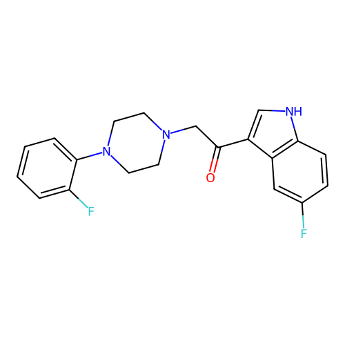1-(5-fluoro-1H-indol-3-yl)-2-[4-(2-fluorophenyl)piperazin-1-yl]ethanone structure