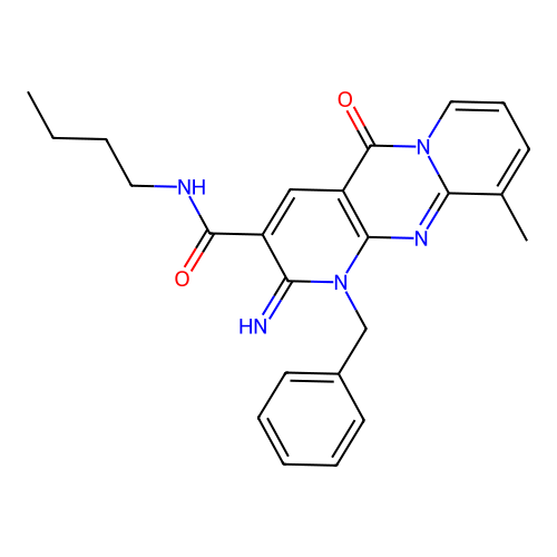 7-benzyl-N-butyl-6-imino-11-methyl-2-oxo-1,7,9-triazatricyclo[8.4.0.0^{3,8}]tetradeca-3(8),4,9,11,13-pentaene-5-carboxamide structure