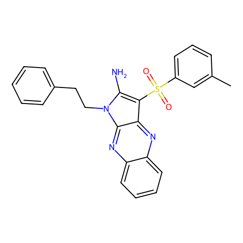1-phenethyl-3-(m-tolylsulfonyl)-1H-pyrrolo[2,3-b]quinoxalin-2-amine structure