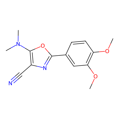 2-(3,4-Dimethoxyphenyl)-5-(dimethylamino)-1,3-oxazole-4-carbonitrile structure