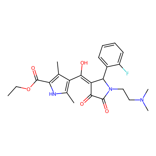ethyl 4-({1-[2-(dimethylamino)ethyl]-2-(2-fluorophenyl)-4-hydroxy-5-oxo(3-pyrr olin-3-yl)}carbonyl)-3,5-dimethylpyrrole-2-carboxylate structure