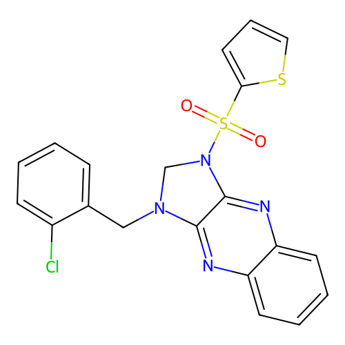 1-(2-chlorobenzyl)-3-(thiophen-2-ylsulfonyl)-2,3-dihydro-1H-imidazo[4,5-b]quinoxaline structure