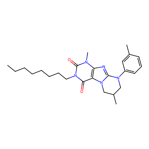 1,7-dimethyl-9-(3-methylphenyl)-3-octyl-7,8-dihydro-6H-purino[7,8-a]pyrimidine-2,4-dione structure