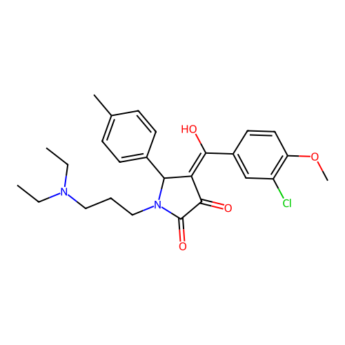 (4E)-4-[(3-chloro-4-methoxyphenyl)-hydroxymethylidene]-1-[3-(diethylamino)propyl]-5-(4-methylphenyl)pyrrolidine-2,3-dione structure