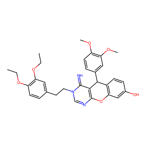 3-[2-(3,4-diethoxyphenyl)ethyl]-5-(3,4-dimethoxyphenyl)-4-imino-3,5-dihydro-4H-chromeno[2,3-d]pyrimidin-8-ol structure