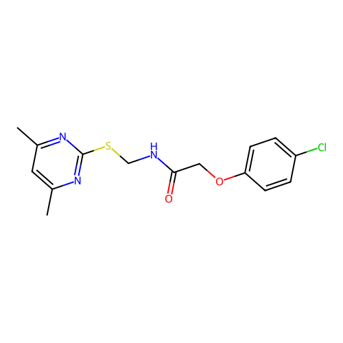 2-(4-chlorophenoxy)-N-{[(4,6-dimethylpyrimidin-2-yl)sulfanyl]methyl}acetamide structure
