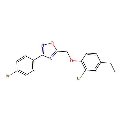 5-[(2-Bromo-4-ethylphenoxy)methyl]-3-(4-bromophenyl)-1,2,4-oxadiazole structure