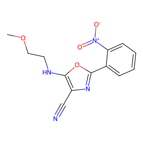 5-[(2-Methoxyethyl)amino]-2-(2-nitrophenyl)-1,3-oxazole-4-carbonitrile structure