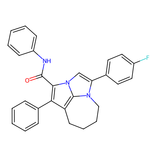 4-(4-fluorophenyl)-N,1-diphenyl-5,6,7,8-tetrahydro-2a,4a-diazacyclopenta[cd]azulene-2-carboxamide structure