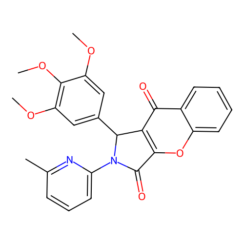2-(6-methyl-2-pyridinyl)-1-(3,4,5-trimethoxyphenyl)-1,2-dihydrochromeno[2,3-c]pyrrole-3,9-dione structure