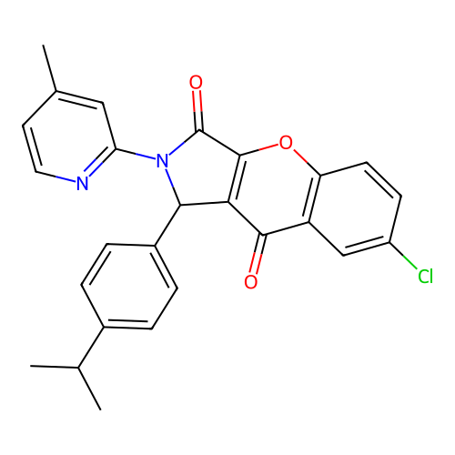 7-chloro-2-(4-methylpyridin-2-yl)-1-[4-(propan-2-yl)phenyl]-1,2-dihydrochromeno[2,3-c]pyrrole-3,9-dione structure