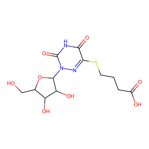 4-[[2-[3,4-dihydroxy-5-(hydroxymethyl)oxolan-2-yl]-3,5-dioxo-1,2,4-triazin-6-yl]sulfanyl]butanoic acid structure