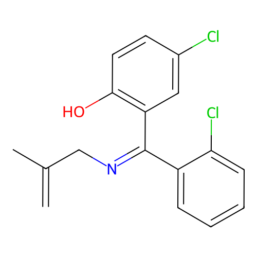 2-(2-Methyl-2-propenylimino-(2-chlorophenyl)methyl)-4-chlorophenol structure