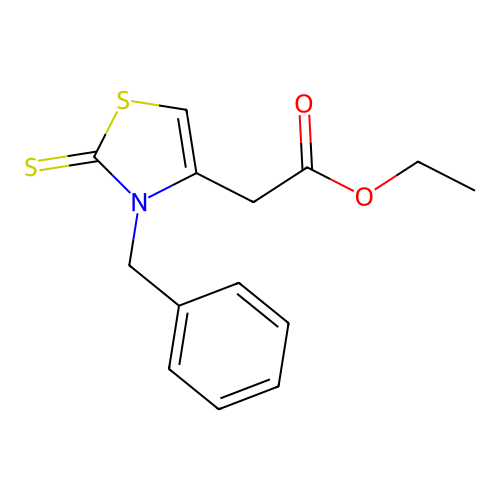 Ethyl 2-(3-benzyl-2-sulfanylidene-1,3-thiazol-4-yl)acetate structure