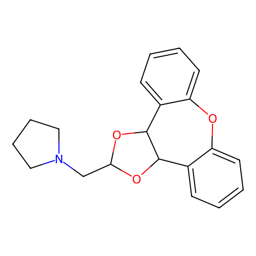 1-((3a,12b-Dihydrodibenzo(b,f)-1,3-dioxolo(4,5-d)oxepin-2-yl)methyl)pyrrolidine structure