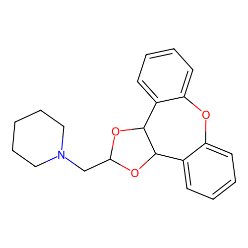 1-((3a,12b-Dihydrodibenzo(b,f)-1,3-dioxolo(4,5-d)oxepin-2-yl)methyl)piperidine structure
