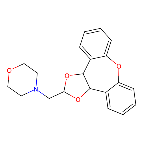 2-(Morpholinomethyl)dibenz(2,3:6,7)-3a,12b-dihydrooxepin(4,5-d)-1,3-dioxolane structure