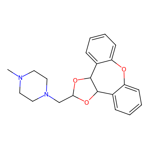 2-(4-Methylpiperazinomethyl)dibenz(2,3:6,7)-3a,12b-dihydrooxepin(4,5-d)-1,3-dioxolane structure