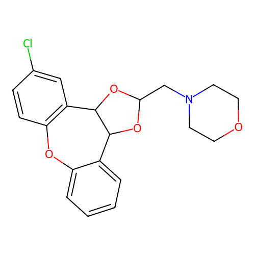 2-(Morpholinomethyl)-5-chlorodibenz(2,3:6,7)-3a,12b-dihydrooxepin(4,5-d)-1,3-dioxolane structure