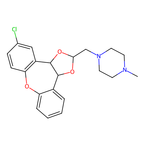 2-(4-Methylpiperazinomethyl)-5-chlorodibenz(2,3:6,7)-3a,12b-dihydrooxepin(4,5-d)-1,3-dioxolane structure