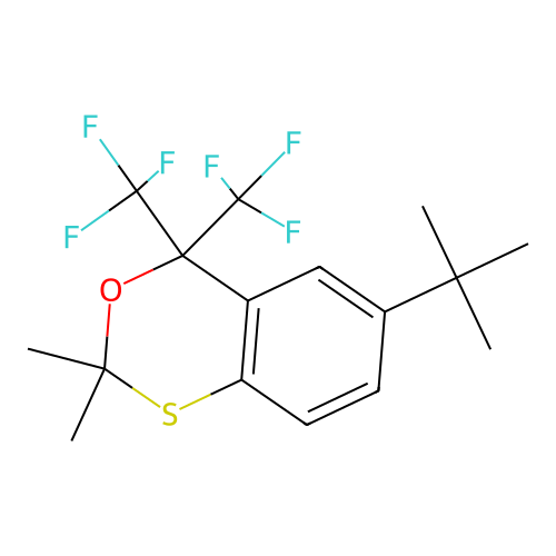 6-Tert-butyl-2,2-dimethyl-4,4-bis(trifluoromethyl)-3,1-benzoxathiine structure