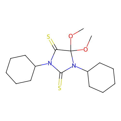 1,3-Dicyclohexyl-5,5-dimethoxyimidazolidine-2,4-dithione structure