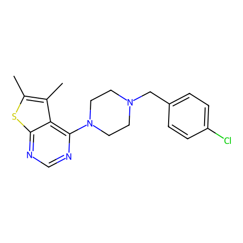 4-[4-(4-Chlorobenzyl)piperazin-1-yl]-5,6-dimethylthieno[2,3-d]pyrimidine structure